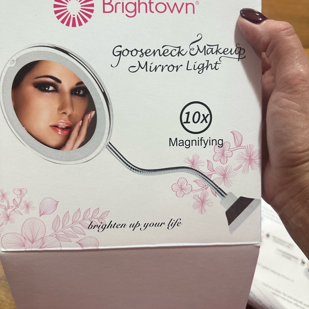 Brighton Gooseneck‎ Makeup Mirror Light - Silver and Pink